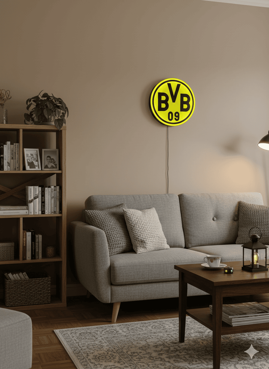 BVB 09 Borussia Dortmund LED-Leuchtschild – echtes Stadion-Feeling für Zuhause